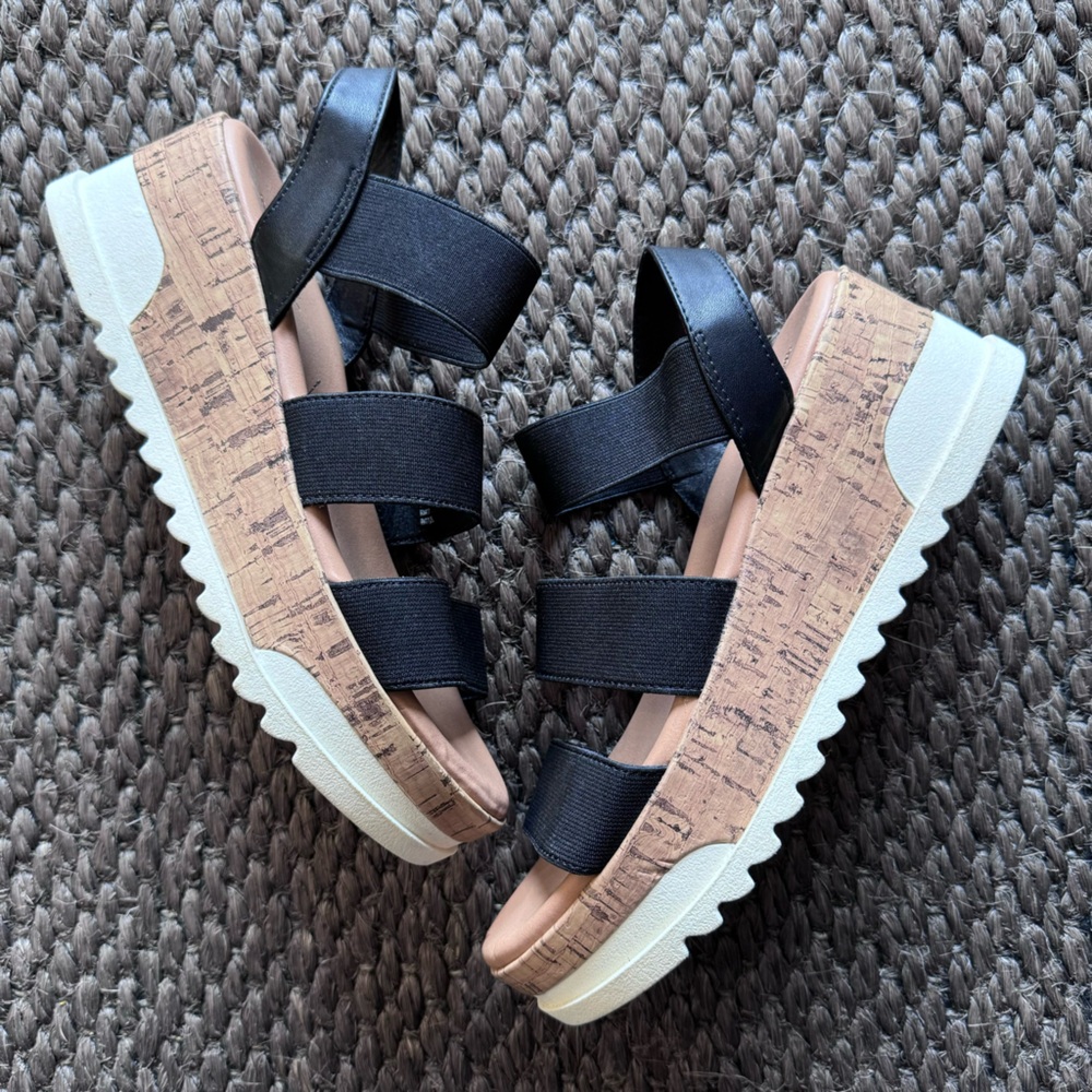 Cork Wedge elastic straps Sandal